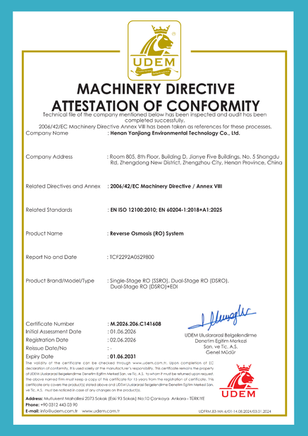 China Henan Yanjiang Environmental Technology Co., Ltd. certificaten